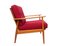 Red Cushioned Armchair, 1950s, Image 1