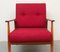 Red Cushioned Armchair, 1950s, Image 10