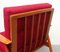 Red Cushioned Armchair, 1950s 5