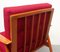 Red Cushioned Armchair, 1950s, Image 5