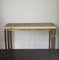 Vintage Console Table in Concrete Fossil and Brass, 1970s 15