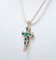 Rose Gold and Silver Cross Pendant with Emeralds and Diamonds, 1960s 3