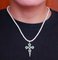 Rose Gold and Silver Cross Pendant with Emeralds and Diamonds, 1960s 6