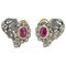 18 Karat Rose Gold and Silver Earrings with Rubies and Diamonds, 1950s 1