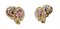 18 Karat Rose Gold and Silver Earrings with Rubies and Diamonds, 1950s, Image 3