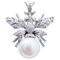 14 KT White Gold Fly Pendant with Pearl and Diamonds, 1970s 1
