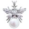 14 KT White Gold Fly Pendant with Pearl and Diamonds, 1970s, Image 1