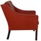 2207 Lounge Chair in Red Leather with Patina by Børge Mogensen for Fredericia, 1980s 2