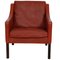 2207 Lounge Chair in Red Leather with Patina by Børge Mogensen for Fredericia, 1980s 1