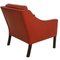2207 Lounge Chair in Red Leather with Patina by Børge Mogensen for Fredericia, 1980s, Image 4