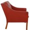 2207 Lounge Chair in Red Leather with Patina by Børge Mogensen for Fredericia, 1980s 2