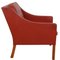 2207 Sessel aus rotem Leder mit Patina von Børge Mogensen für Fredericia, 1980er 2