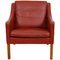 2207 Sessel aus rotem Leder mit Patina von Børge Mogensen für Fredericia, 1980er 1