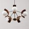 Mid-Century Italian Chandelier in Teak and Opaline White Glass attributed to Stilnovo, 1960s, Image 4