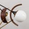 Mid-Century Italian Chandelier in Teak and Opaline White Glass attributed to Stilnovo, 1960s, Image 6