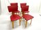 Nordic Chairs with Original Sky Coverage in Red, 1960s, Set of 4 1