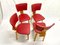 Nordic Chairs with Original Sky Coverage in Red, 1960s, Set of 4, Image 2