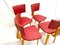 Nordic Chairs with Original Sky Coverage in Red, 1960s, Set of 4 3