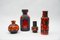 Vintage German Red and Orange Fat Lava Ceramic Vases, 1960s, Set of 4 2