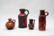 Vintage German Red and Orange Fat Lava Ceramic Vases, 1960s, Set of 4 3