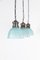 Industrial Blue Tinted Holophane Pendant Light, 1930s 5