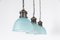 Industrial Blue Tinted Holophane Pendant Light, 1930s 6