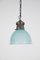 Industrial Blue Tinted Holophane Pendant Light, 1930s 1