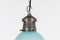Industrial Blue Tinted Holophane Pendant Light, 1930s 4