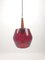 Mid-Century Glass and Teak Pendant Lamp, 1970s 1