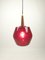 Mid-Century Glass and Teak Pendant Lamp, 1970s, Image 3