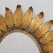 Specchio Sunburst vintage in metallo dorato con motivo a foglie, Spagna, anni '70, Immagine 10