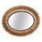 Mid-Century Spanish Gilt Metal Sunburst Mirror with Leaf Motif, 1960s 1