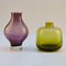 Mundgeblasene Vasen in Lila & Olivgrün von Leerdam, 1960er, 2er Set 2