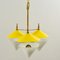 Italian Three-Arm Chandelier in Yellow Metal with Opaline Glass Cones, 1950s, Image 14