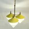 Italian Three-Arm Chandelier in Yellow Metal with Opaline Glass Cones, 1950s, Image 10