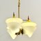 Italian Three-Arm Chandelier in Yellow Metal with Opaline Glass Cones, 1950s, Image 7