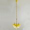 Italian Three-Arm Chandelier in Yellow Metal with Opaline Glass Cones, 1950s, Image 6