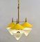 Italian Three-Arm Chandelier in Yellow Metal with Opaline Glass Cones, 1950s, Image 12