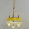 Italian Three-Arm Chandelier in Yellow Metal with Opaline Glass Cones, 1950s, Image 3