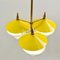 Italian Three-Arm Chandelier in Yellow Metal with Opaline Glass Cones, 1950s, Image 9