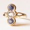 18k Yellow Gold and Silver Trilogy Ring with Synthetic Sapphires and Rosette-Cut Diamond, 1930s, Image 2