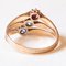 Antique 14k Yellow Gold Triple Ring with Imitation Ruby ​, Mine Cut Diamond and Sapphire, 1920s 4
