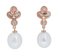 Aretes colgantes de perlas, esmeraldas, diamantes y oro rosa de 14 k, años 80. Juego de 2, Imagen 3