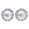 Sapphires, Diamonds, Pealrs and 14 Karat White Gold Earrings, 1970s, Set of 2 1