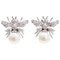 Sapphires, Diamonds, Pearls and 14 Karat White Gold Fly Earrings, Set of 2 1