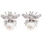 Sapphires, Diamonds, Pearls and 14 Karat White Gold Fly Earrings, Set of 2, Image 1