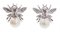 Aretes con forma de mosca de oro blanco de 14 kt, perlas, diamantes y zafiros. Juego de 2, Imagen 3