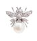 Aretes con forma de mosca de oro blanco de 14 kt, perlas, diamantes y zafiros. Juego de 2, Imagen 2