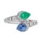 Emerald, Sapphire, Diamonds and 18 Karat White Gold Ring 1