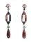 Coral, Onyx, Tsavorite, Diamonds and Platinum Dangle Earrings, 1950s, Set of 2 3